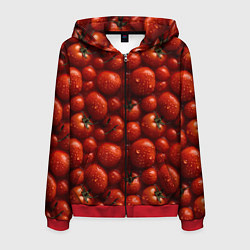 Толстовка 3D на молнии мужская Сочная текстура из томатов, цвет: 3D-красный