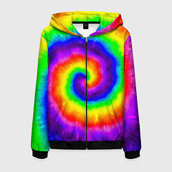 Толстовка 3D на молнии мужская Тай-дай, цвет: 3D-черный