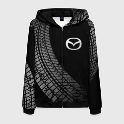 Толстовка 3D на молнии мужская Mazda tire tracks, цвет: 3D-черный