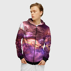 Толстовка 3D на молнии мужская Фиолетовое облако, цвет: 3D-черный — фото 2