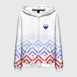 Толстовка 3D на молнии мужская Сердечко россии - треугольники, цвет: 3D-белый