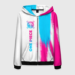 Мужская толстовка на молнии One Piece neon gradient style: по-вертикали