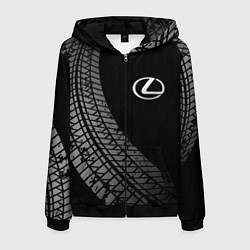 Толстовка 3D на молнии мужская Lexus tire tracks, цвет: 3D-черный