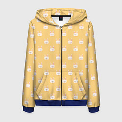 Толстовка 3D на молнии мужская Кролики паттерн, цвет: 3D-синий