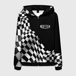 Толстовка 3D на молнии мужская Geely racing flag, цвет: 3D-черный