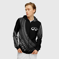 Толстовка 3D на молнии мужская Infiniti tire tracks, цвет: 3D-черный — фото 2