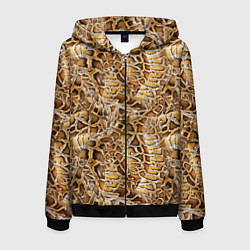 Толстовка 3D на молнии мужская Змеиный клубок, цвет: 3D-черный