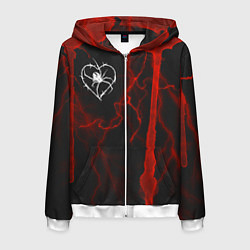 Толстовка 3D на молнии мужская Гранж, разводы и паук, цвет: 3D-белый