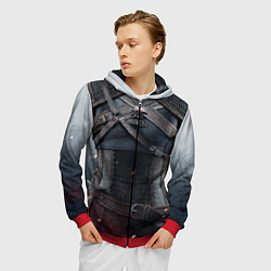 Толстовка 3D на молнии мужская Броня Геральта, цвет: 3D-красный — фото 2
