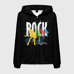 Толстовка 3D на молнии мужская Rock Night, цвет: 3D-черный