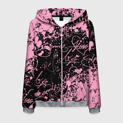 Толстовка 3D на молнии мужская Блэкпинк - автографы, цвет: 3D-меланж