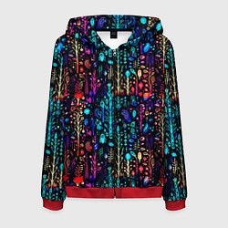 Толстовка 3D на молнии мужская Флуоресцентные Цветы, цвет: 3D-красный