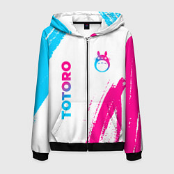 Мужская толстовка на молнии Totoro neon gradient style: надпись, символ