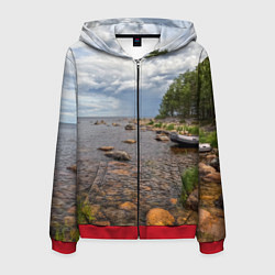 Мужская толстовка на молнии Лодка на Ладоге