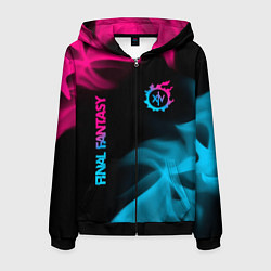 Мужская толстовка на молнии Final Fantasy - neon gradient: надпись, символ