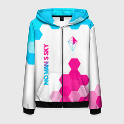 Мужская толстовка на молнии No Mans Sky neon gradient style: надпись, символ