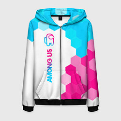 Толстовка 3D на молнии мужская Among Us neon gradient style: по-вертикали, цвет: 3D-черный