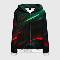 Толстовка 3D на молнии мужская Dark red and green, цвет: 3D-белый