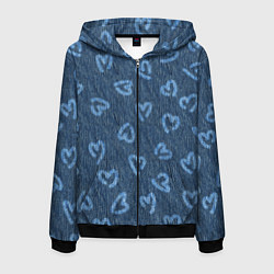 Мужская толстовка на молнии Hearts on denim