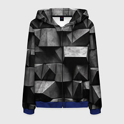Толстовка 3D на молнии мужская Обман зрения и каменные плиты, цвет: 3D-синий