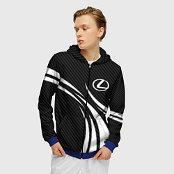 Толстовка 3D на молнии мужская Lexus - carbon line, цвет: 3D-синий — фото 2