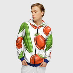 Толстовка 3D на молнии мужская Помидоры и огурцы, цвет: 3D-синий — фото 2