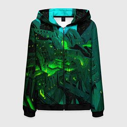Толстовка 3D на молнии мужская Зелёный город, цвет: 3D-черный