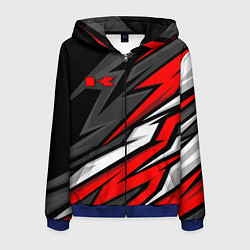 Толстовка 3D на молнии мужская Kawasaki - red uniform, цвет: 3D-синий