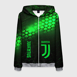 Толстовка 3D на молнии мужская Juventus green logo neon, цвет: 3D-меланж