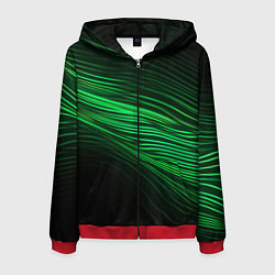 Мужская толстовка на молнии Green neon lines