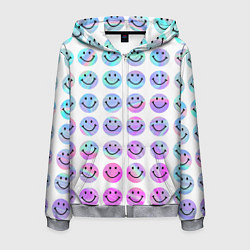 Толстовка 3D на молнии мужская Smiley holographic, цвет: 3D-меланж