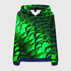 Толстовка 3D на молнии мужская Зеленая объемная текстура, цвет: 3D-синий