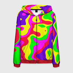 Толстовка 3D на молнии мужская Абстракция пять цветов, цвет: 3D-красный