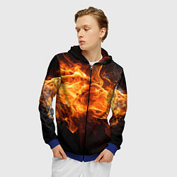 Толстовка 3D на молнии мужская Black fire style, цвет: 3D-синий — фото 2