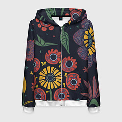 Мужская толстовка на молнии Простые цветы на глубоком синем