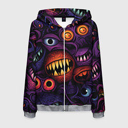 Толстовка 3D на молнии мужская Хэллоуинские зубастики, цвет: 3D-меланж