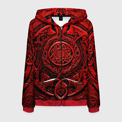 Толстовка 3D на молнии мужская Скандинавский орнамент викингов, цвет: 3D-красный
