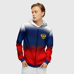 Толстовка 3D на молнии мужская Символика России герб, цвет: 3D-синий — фото 2