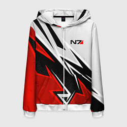 Мужская толстовка на молнии N7 mass effect - white and red
