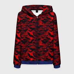 Толстовка 3D на молнии мужская Летучие мыши в красную ночь, цвет: 3D-синий