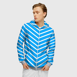 Толстовка 3D на молнии мужская Бело-голубой полосы стрелки, цвет: 3D-меланж — фото 2