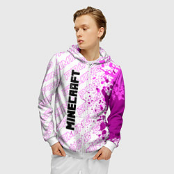 Толстовка 3D на молнии мужская Minecraft pro gaming по-вертикали, цвет: 3D-белый — фото 2