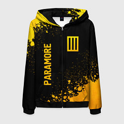 Толстовка 3D на молнии мужская Paramore - gold gradient вертикально, цвет: 3D-черный