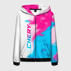 Мужская толстовка на молнии Chery neon gradient style по-вертикали