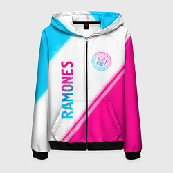 Мужская толстовка на молнии Ramones neon gradient style вертикально