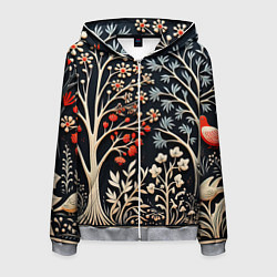 Мужская толстовка на молнии Новогодние узоры и деревья