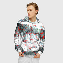 Толстовка 3D на молнии мужская Узоры на мраморе, цвет: 3D-белый — фото 2