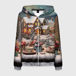 Мужская толстовка на молнии Объемные новогодние домики