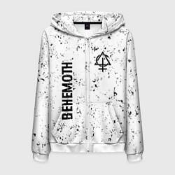 Мужская толстовка на молнии Behemoth glitch на светлом фоне вертикально