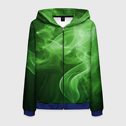 Толстовка 3D на молнии мужская Зеленый дым, цвет: 3D-синий